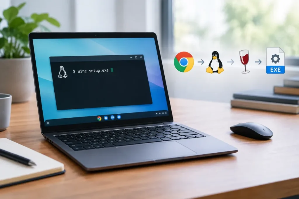 Terminal Linux sur un Chromebook pour lancer un fichier .exe avec Wine