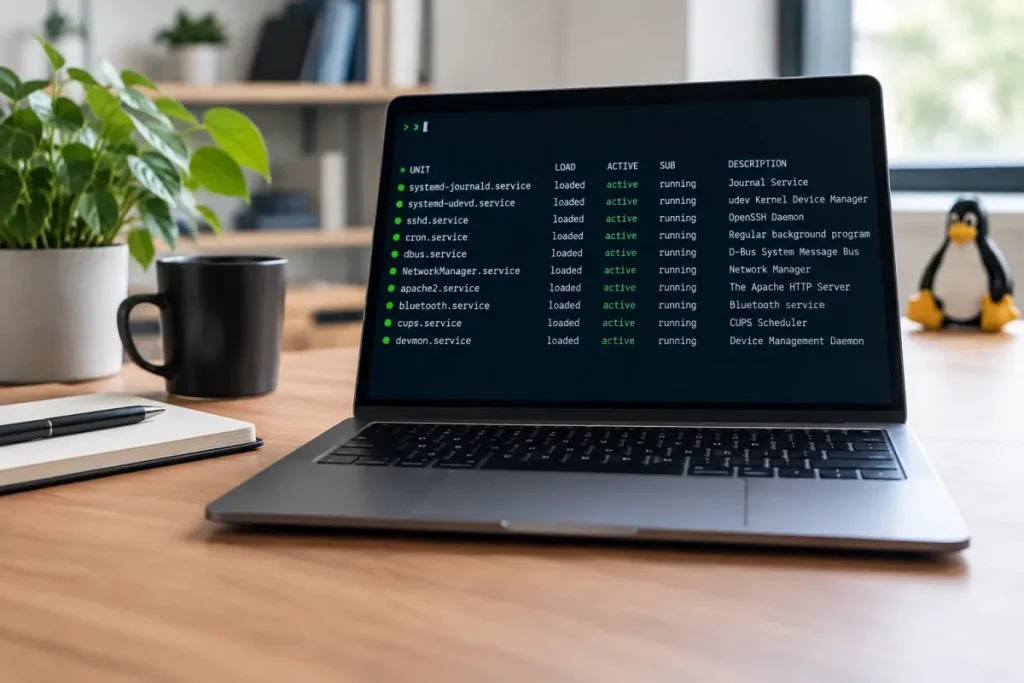 Terminal Linux affichant la liste des services avec systemctl