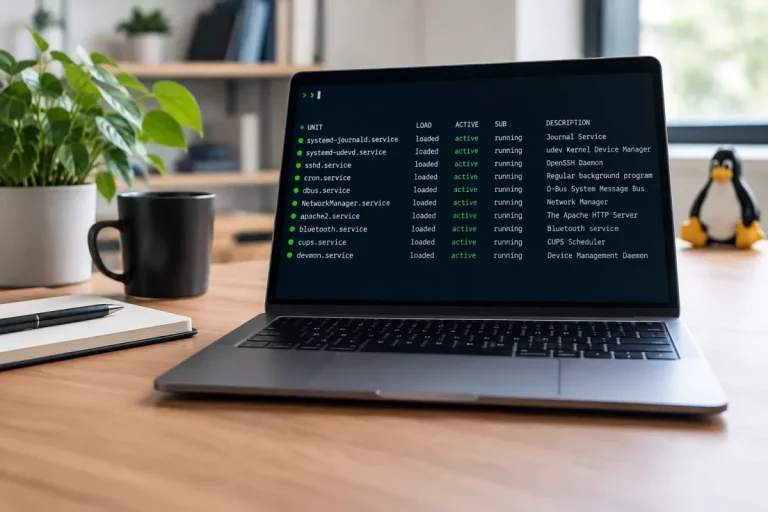 Terminal Linux affichant la liste des services avec systemctl