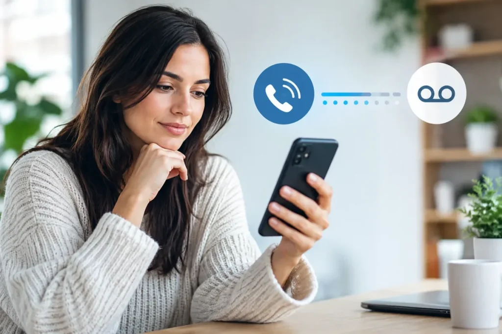 Téléphone Android affichant l’application Téléphone pour régler le délai avant la messagerie vocale