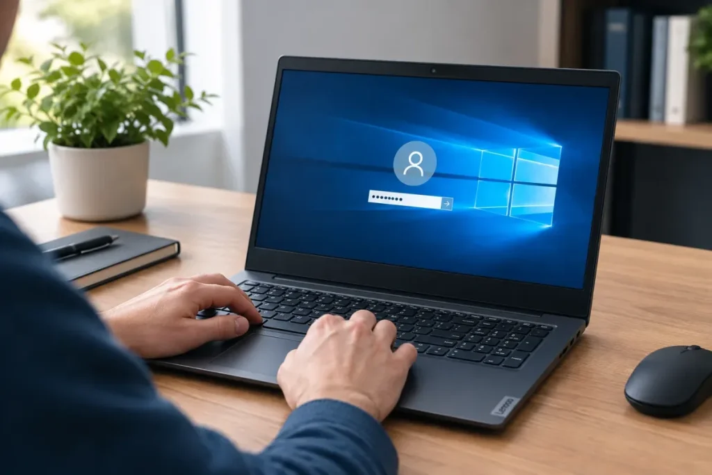 Écran de connexion Windows 10 sur un ordinateur portable Lenovo