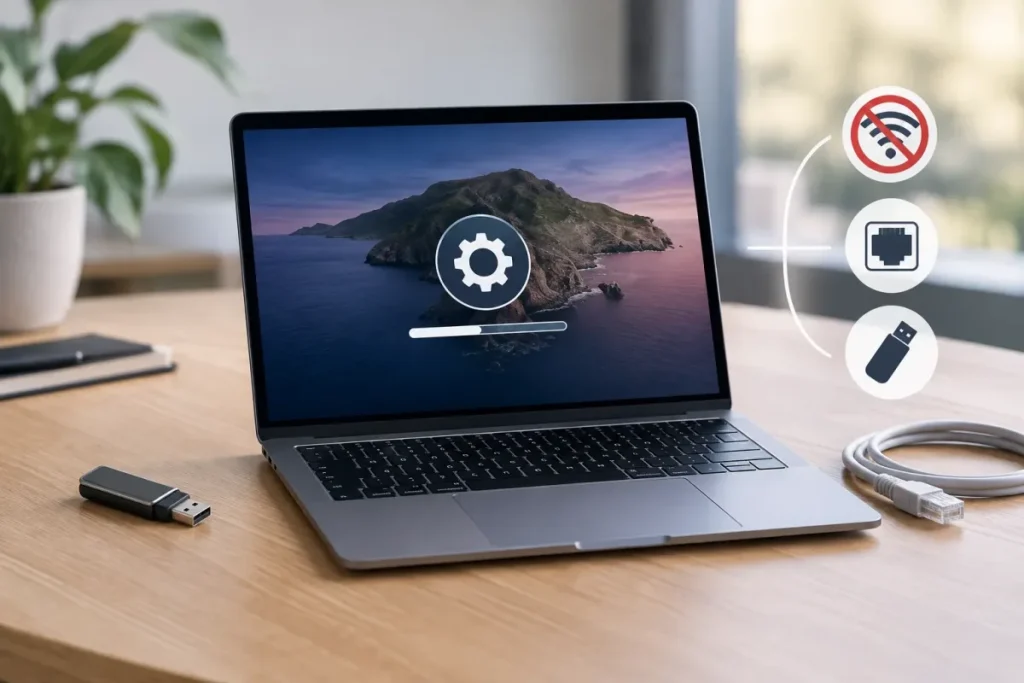 Mac réinstallant macOS depuis une clé USB amorçable