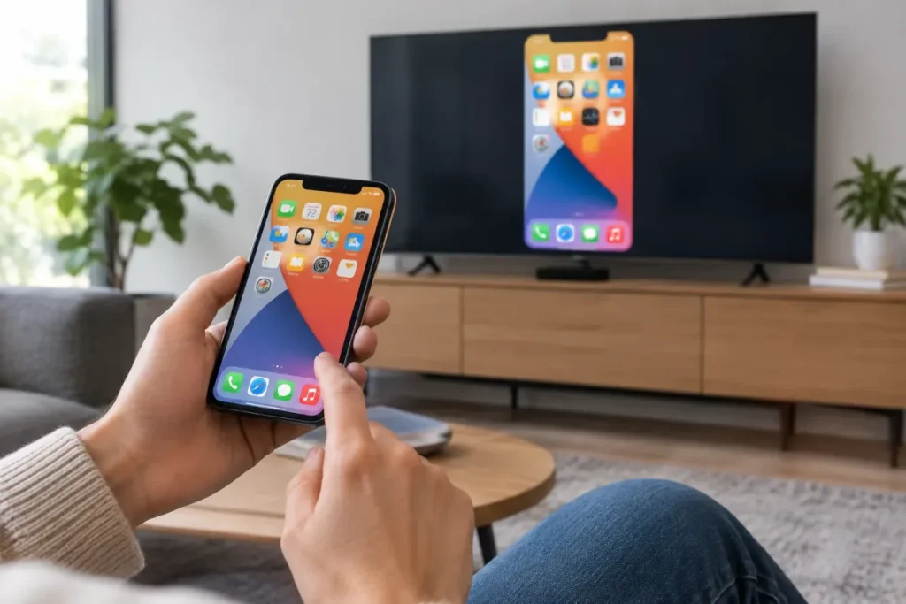 Recopie de l’écran d’un iPhone avec AirPlay sous iOS 14