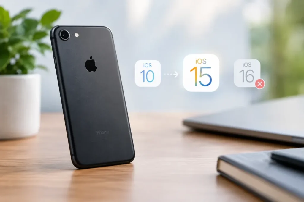 iPhone 7 affichant le menu de mise à jour iOS